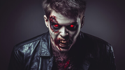 Red-Eyed Zombie Heartthrob: Handsome Youth in a Leather Jacket