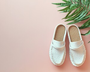 White espadrilles with a summer theme against a minimalist backdrop