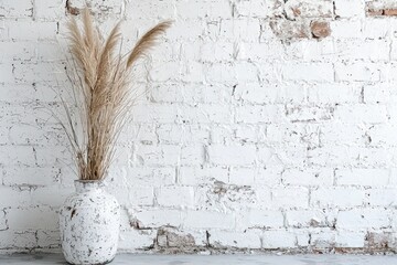 Whitewashed brick wall with distressed vintage texture effect