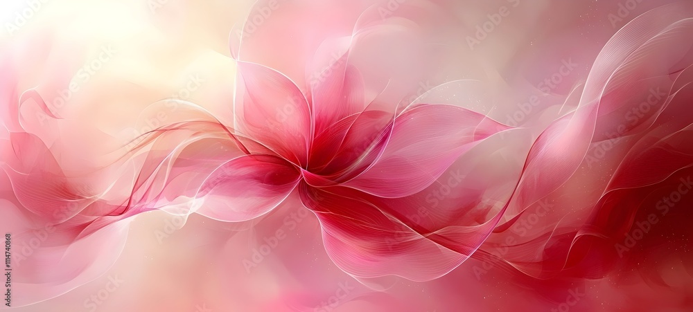 Poster a delicate abstract composition featuring flowing pink and soft peach hues, creating a sense of tran