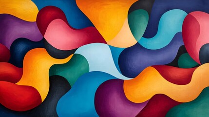 Obraz premium Abstract representation of the neurodivergent concept, featuring vibrant, colorful shapes and patterns against a solid background, symbolizing diversity in thinking, creativity, cognitive uniquenes