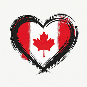 recommend clip art: heart shape outlined in black brushstroke with Canada flag