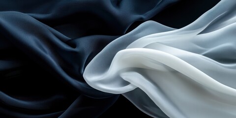 Obraz premium A fluid, abstract swirl of navy blue and white, creating a mesmerizing and dynamic visual effect, embodying movement and elegance.