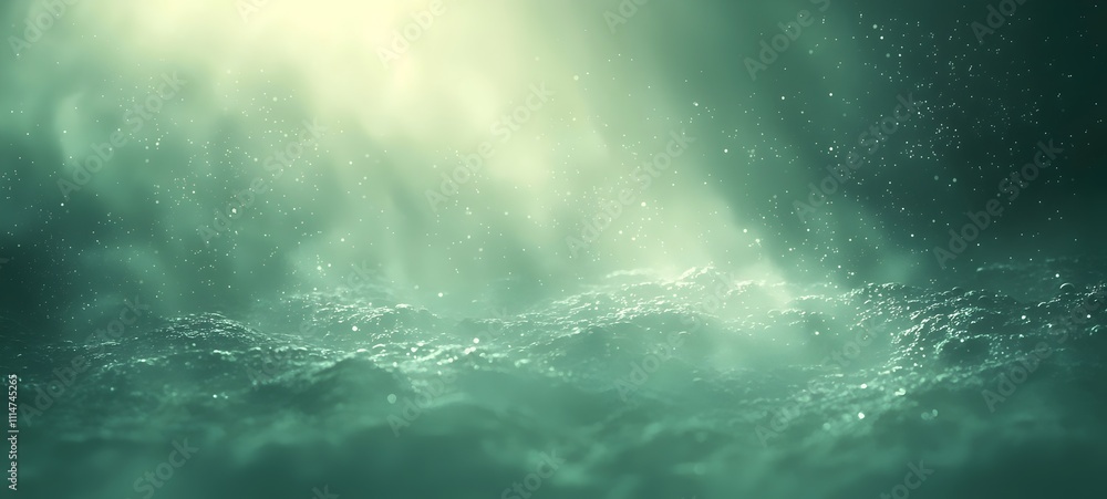 Poster a serene underwater scene showing gentle waves with shimmering light rays penetrating the surface, c