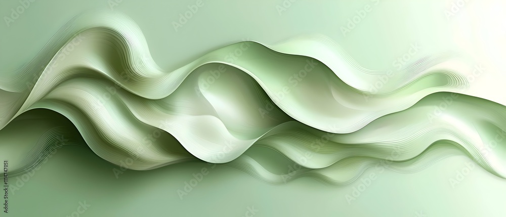 Aufkleber a serene abstract wave design in various shades of green, showcasing smooth curves and flowing lines