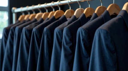 Obraz premium There are a lot of plain suits hanging in the wardrobe