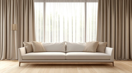 Fototapeta premium the 3D illustration of the minimalist Scandinavian living room interior as described