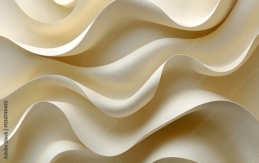 Poster an abstract design featuring soft, undulating waves in shades of beige and cream, creating a soothin