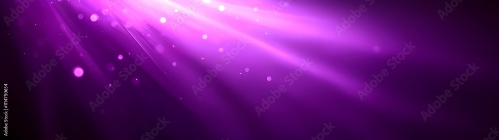 Poster a vibrant abstract background featuring soft purple rays of light and glowing bokeh particles, creat