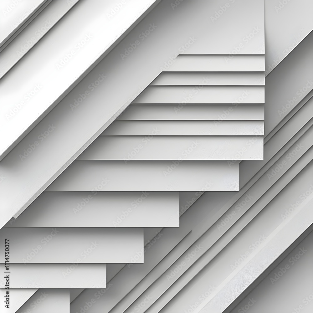 Poster an abstract composition featuring layered white geometric shapes, creating a sense of depth and stru