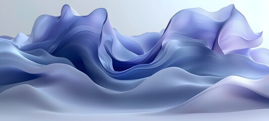 Obraz premium A stunning abstract digital artwork featuring flowing waves in shades of blue and purple, creating a serene and dreamy landscape effect.