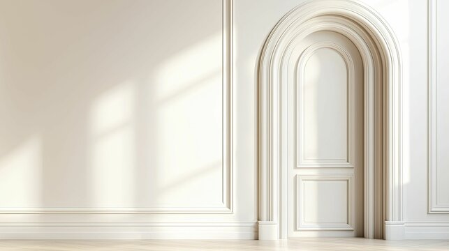 Elegant architrave design showcasing intricate moldings in a modern interior setting with soft lighting and rich textures.