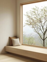 Fototapeta premium Minimalist architrave design emphasizing clean lines and natural materials, creating a serene atmosphere in contemporary spaces.