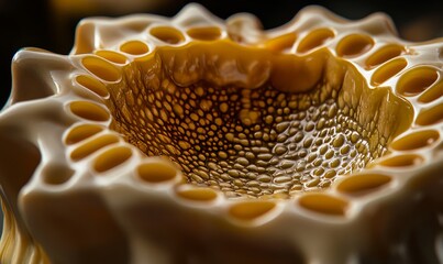 small dish with a smooth glossy finish encompassing a starburst of bumpy ridges and tactile indentations.