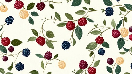   Berries and green leaves on a white background