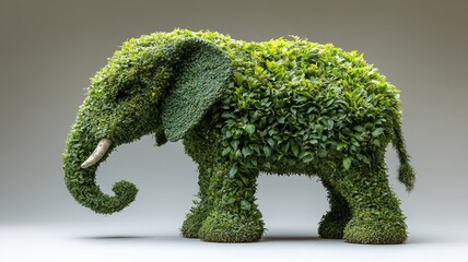 Artistic Topiary Elephant in a Lush Garden