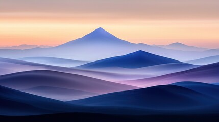   A distant mountain range with a sunset backdrop