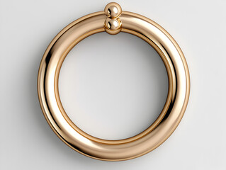 Obraz premium Minimal golden circular frame with smooth metallic finish on white background