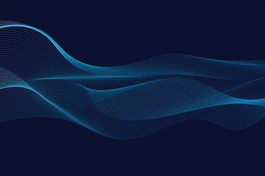 Abstract glowing wave lines on dark blue background. Dynamic wave pattern. Modern flowing wavy lines. Futuristic technology concept. Suit for banner  poster  cover  brochure  flyer  website