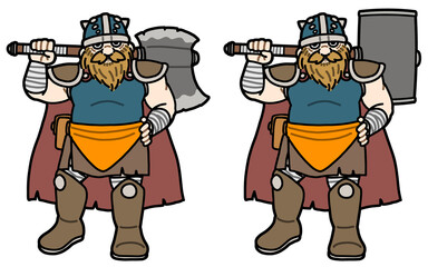 Obraz premium ドワーフ（斧とハンマー）