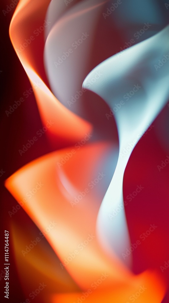 Poster smooth, luminous curves of red and blue flames intertwining create a dynamic abstract composition ag