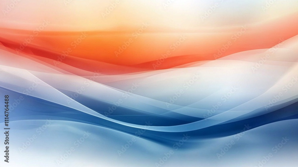 Aufkleber smooth elegant abstract flowing lines in shades of orange, white and blue create a dynamic and moder