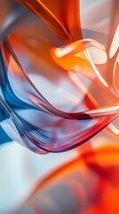 Naklejka premium Smooth, translucent shapes in vibrant orange and cool blue intertwine and overlap, creating a dynamic and visually captivating abstract composition with a sense of fluidity and movement