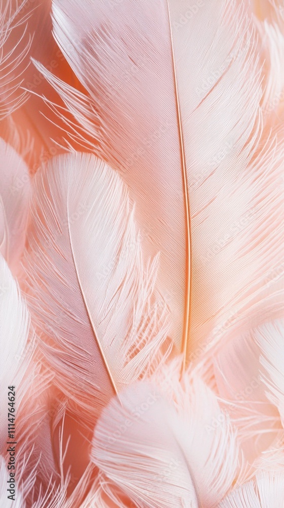 Poster soft, fluffy pink feathers overlap, creating a gentle and elegant background, perfect for adding a t