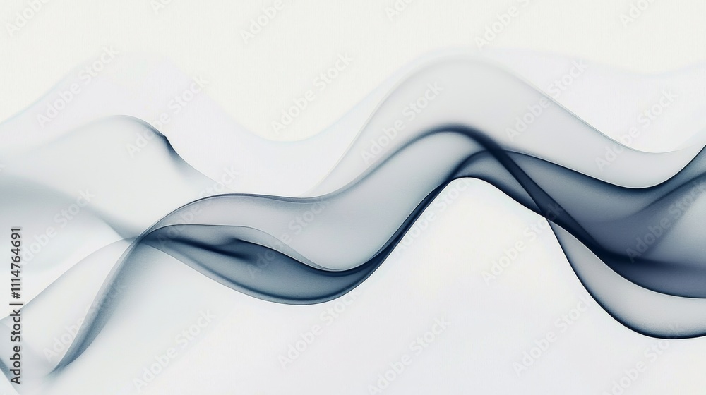 Poster smooth elegant dark gray waves are floating on a light gray background, creating an abstract and art