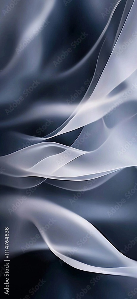 Poster flowing and waving, smooth gray and white abstract smoke patterns create an elegant and beautiful de