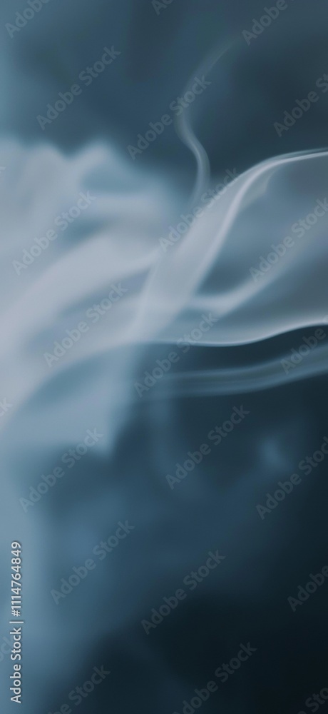 Poster white smoke is creating abstract shapes on a dark background, providing a mysterious and artistic at