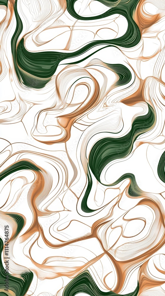 Aufkleber green and gold swirling patterns create a marble effect, blending seamlessly on a white background, 
