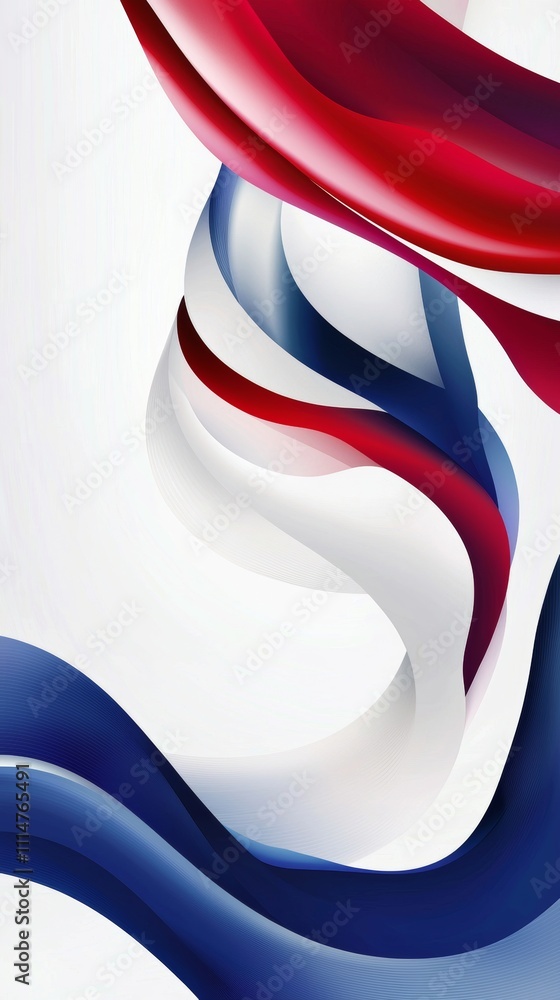 Poster smooth elegant curves creating a dynamic and vibrant abstract design with a blend of red, white, and