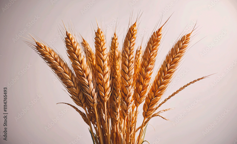 Poster Bunch of golden wheat is displayed in a bunch. The wheat is brown and has a slightly rough texture. The wheat is arranged in a way that it looks like a small tree