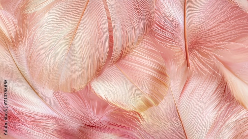 Poster gentle pink feathers overlapping create a soft and delicate background, exuding a soothing and elega