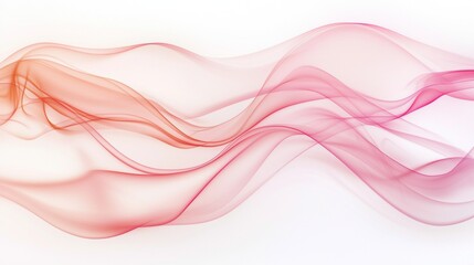 Fototapeta premium Smooth pink and orange waves creating a dynamic and elegant abstract composition on a white background, suitable for various design projects