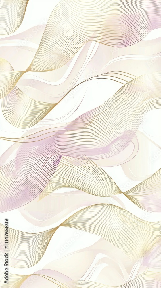 Poster elegant golden lines intertwining with soft pink hues create a luxurious abstract design, perfect fo