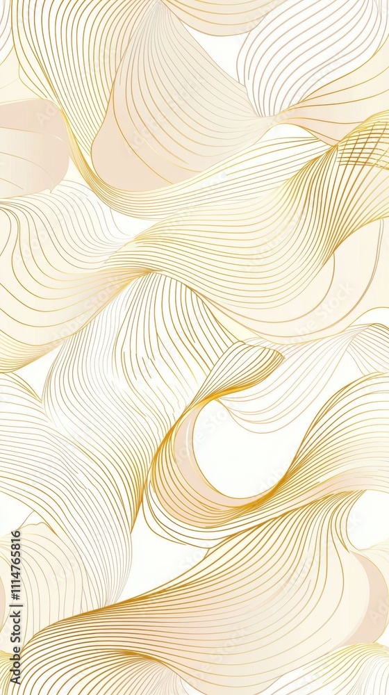 Aufkleber golden lines are creating an abstract and elegant pattern, flowing and swirling on a clean white bac