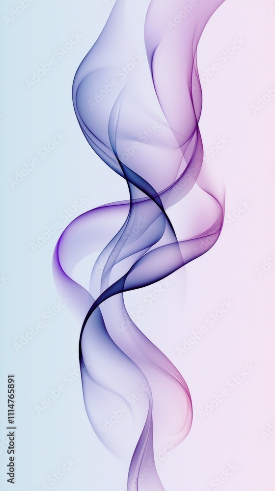 Poster Purple and blue abstract waves are flowing elegantly on a gradient background, creating a visually appealing design with a sense of motion and fluidity