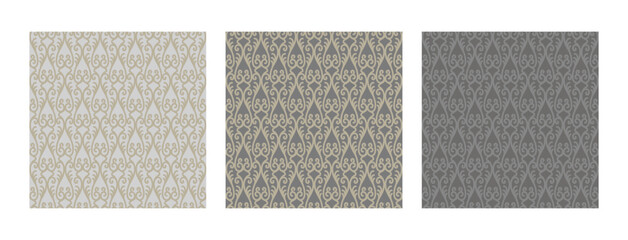 Fototapeta premium Set of seamless patterns in retro style gray