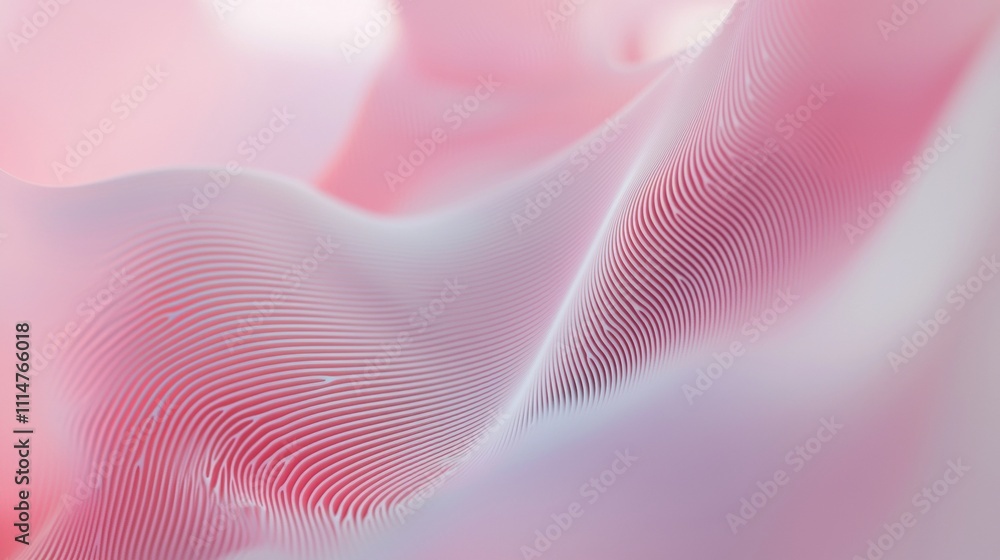 Poster smooth, undulating lines in soft shades of pink and white create an elegant, abstract background, of