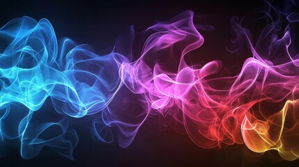 Obraz premium Colorful smoke swirling together creates an abstract and artistic background, featuring a vibrant gradient transitioning from deep blue to bright red and warm yellow hues
