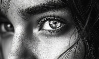 Obraz premium A hint of nostalgia is visible in the subjects eyes suggesting deep contemplation.