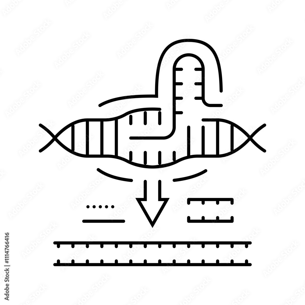 Poster crispr casediting cryptogenetics line icon vector. crispr casediting cryptogenetics sign. isolated c