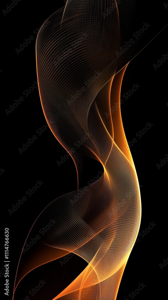 Poster flowing golden lines create a stunning abstract design against a deep black background, offering a c