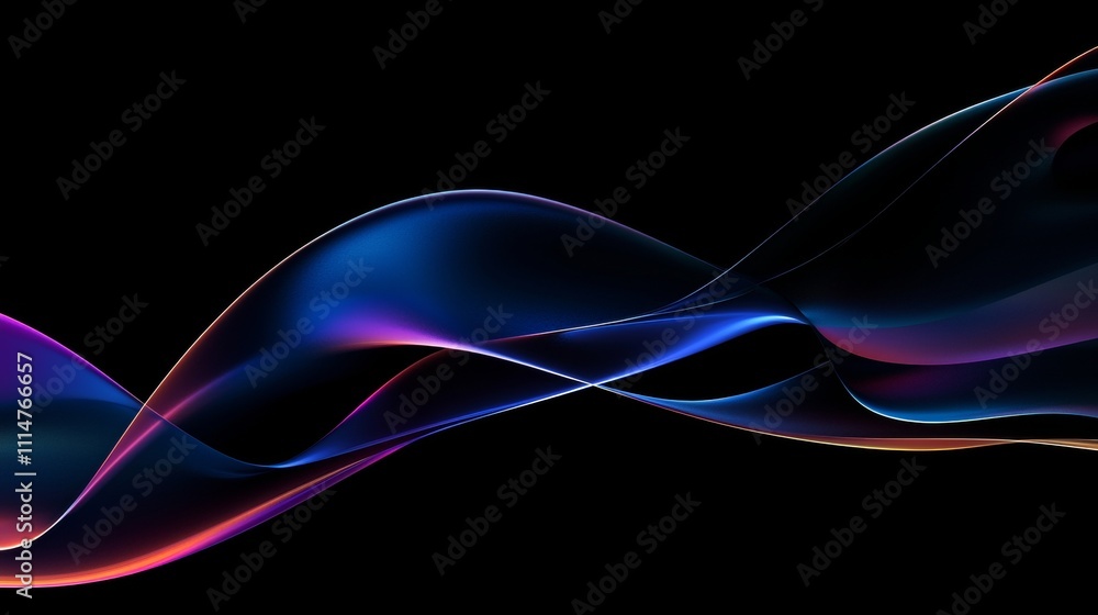 Poster smooth elegant blue and purple waves creating a dynamic and vibrant abstract design on a dark backgr