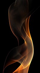 Flowing golden lines create a stunning abstract design against a deep black background, offering a captivating visual ideal for various digital art projects