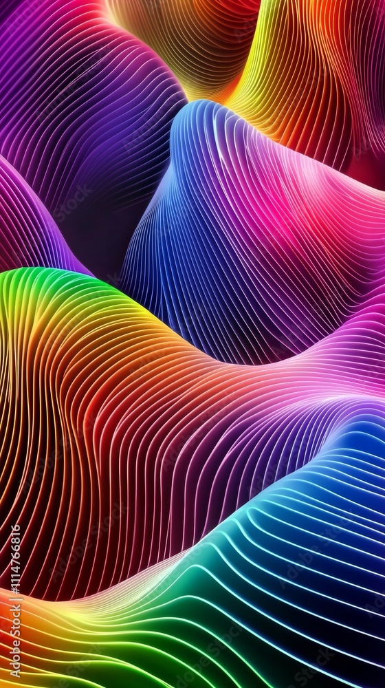Poster smoothly flowing gradient lines create a vibrant and dynamic abstract landscape, enhancing modern an