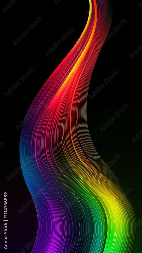 Poster colorful light trails are creating a vibrant and dynamic abstract composition against a dark backdro