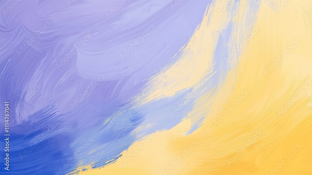 Poster brushstrokes of purple and yellow paint blend together, creating a vibrant and textured abstract bac
